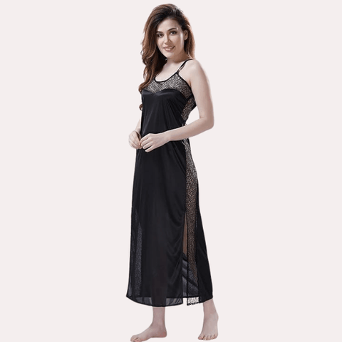 Elegant Lace Seductive Black Nightgown - Purely Femme