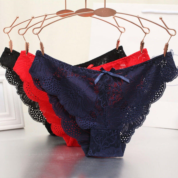 Low Waist Hollow Bow Panties Pack (of 3) - Purely Femme