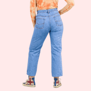 Classic 90s Boyfriend Blue Denim Wide Leg Jeans - Purely Femme