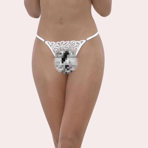 Feminine Lace Detail Crotchless G-String - Purely Femme