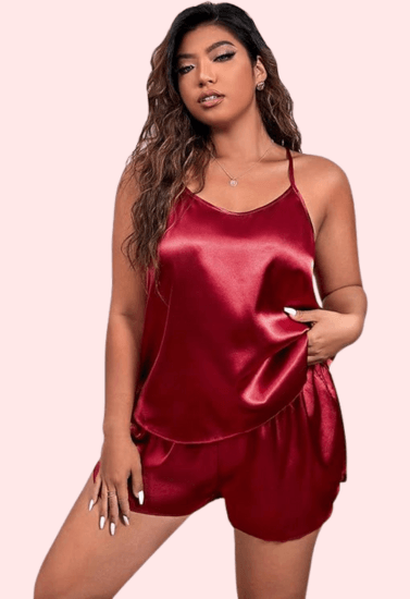 Plus Size Women's Silk Cami and Shorts Set - Purely Femme