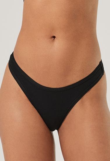 3 Pack organic cotton black thong panties - Purely Femme