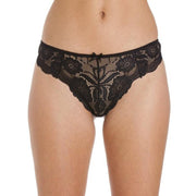 Female Black Floral Transparent Lace High Waist Thong - Purely Femme