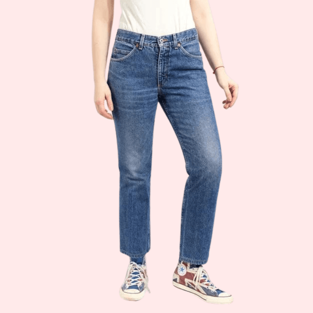 Women's 90s Blue Denim Straight Leg Jeans - Purely Femme