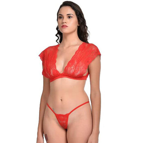 Very Sexy Red Lace Bra G-String Set - Purely Femme