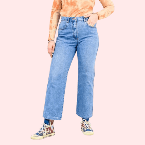 Classic 90s Boyfriend Blue Denim Wide Leg Jeans - Purely Femme