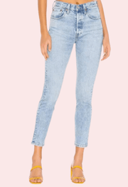 Chic Blue High Rise Skinny Jeans with Low Stretch - Purely Femme