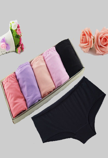 Plain Cotton Breathable 5-Pack Boyshort