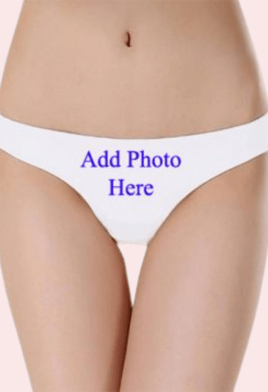 Custom Photo- White Low Waist Cotton Thong Panty - Purely Femme