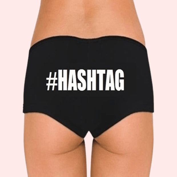 Customize Black Hashtag Cotton Boyshort Panty - Purely Femme