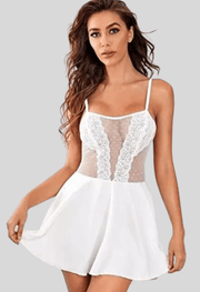 Pure Elegance White Lace Babydoll Nightwear - Purely Femme