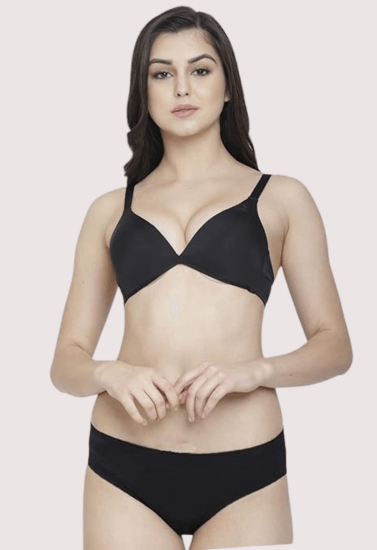 Non-Padded Plunge Bra Panty Set - Purely Femme