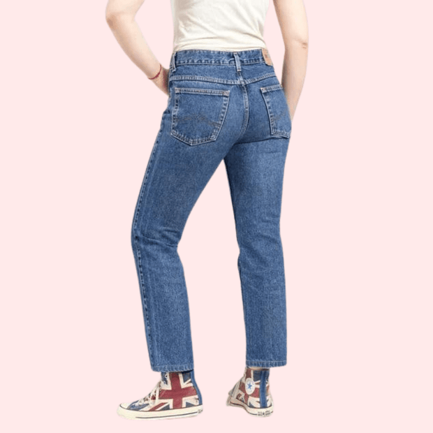 Women's 90s Blue Denim Straight Leg Jeans - Purely Femme