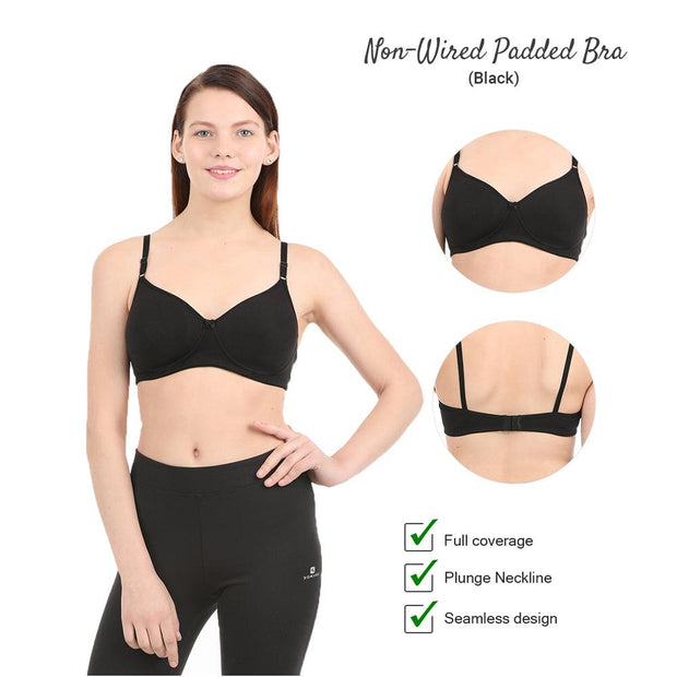 Black Non Wired Padded Bra - Purely Femme