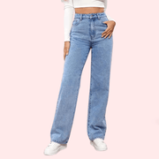 Women's Fashionable Washed High Waist Straight Jeans - Purely Femme