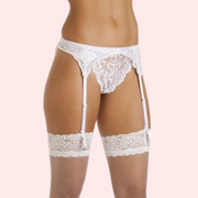 Silky White Lace Garter Belt for Women