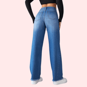 Wide-Leg Casual High-Waist Non-Elastic Jeans for Women - Purely Femme