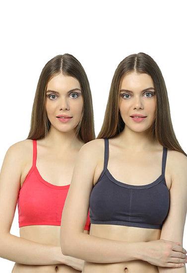 2-Pack Cotton Cage Strap Back Sports Bra - Purely Femme