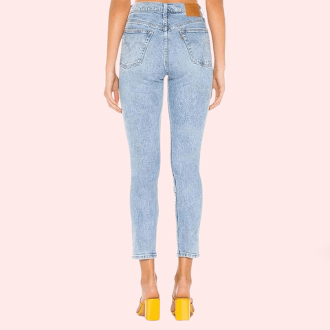 Chic Blue High Rise Skinny Jeans with Low Stretch - Purely Femme