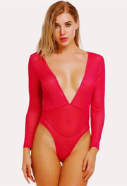 "Purely Femme" Sheer and Opaque Bodysuit for Women.