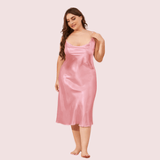 Solid Satin Slip Dress for 4XL 5XL Women - Purely Femme