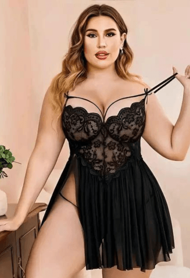 Lace and Mesh Babydoll Nightwear - Purely Femme