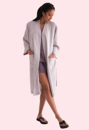 Elegance and Comfort in Premium Linen Robe - Purely Femme