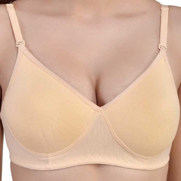 Women Beige Full Coverage Lightly Padded Bra - Purely Femme