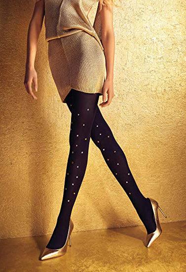 Purely Femme Shinny Studs Polka Dot Designer Tights - Purely Femme