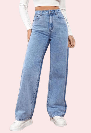 Women's Fashionable Washed High Waist Straight Jeans - Purely Femme