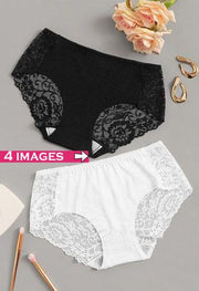 Black & White Value Pack Of 2 Lace Brief - Purely Femme