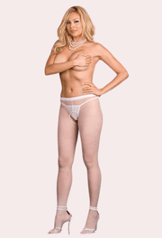 High-Quality Crotchless White Tights - 20D - Purely Femme