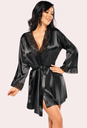 Sexy Black Silk Robe for Women, Perfect for Hot Nights - Purely Femme