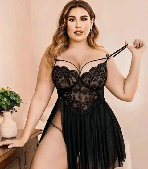 Lace and Mesh Babydoll Nightwear - Purely Femme