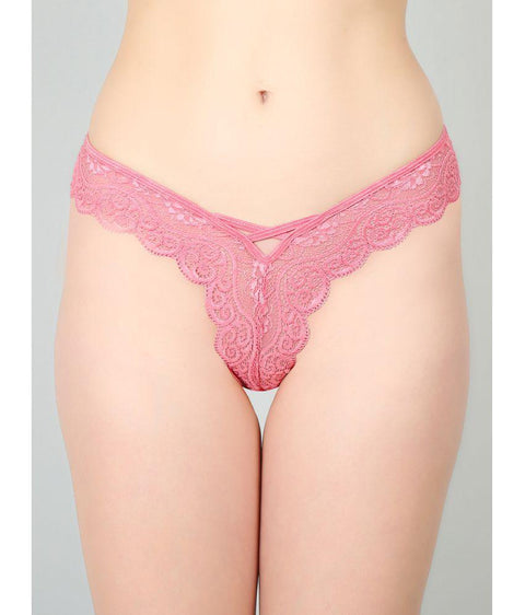 Pink Lace Design Women’s Thongs ( Pack of 1 ) - Purely Femme