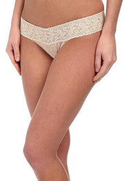 Light Cream V Shape Lace Waistband Thong Panty - Purely Femme