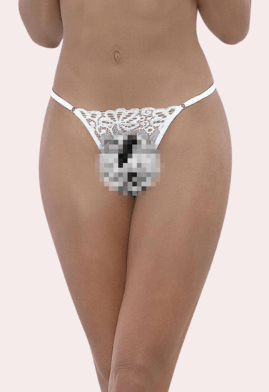 Feminine Lace Detail Crotchless G-String - Purely Femme