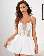 Pure Elegance White Lace Babydoll Nightwear - Purely Femme