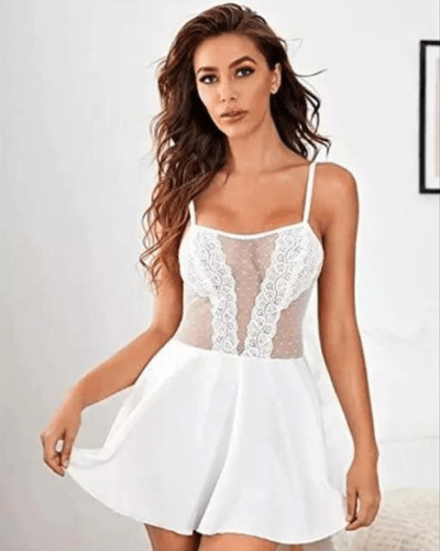 Pure Elegance White Lace Babydoll Nightwear - Purely Femme