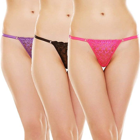 Women's Lace G-String Set - Pack of 4 - Purely Femme