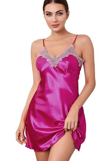 100% Silk Satin lace trim baby doll Lingerie - Purely Femme