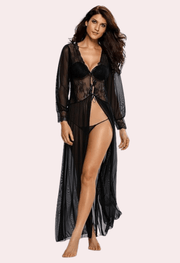 Romantic Sheer Elegance Black Nightgown - Purely Femme