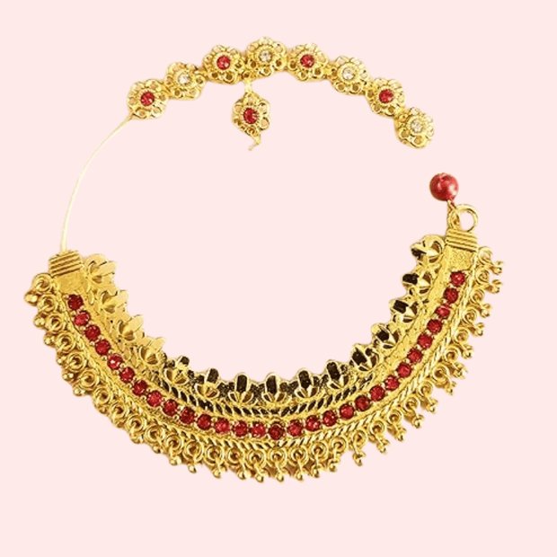 Elegant Gold-Plated Garhwali Nath – Big Size Tradition - Purely Femme