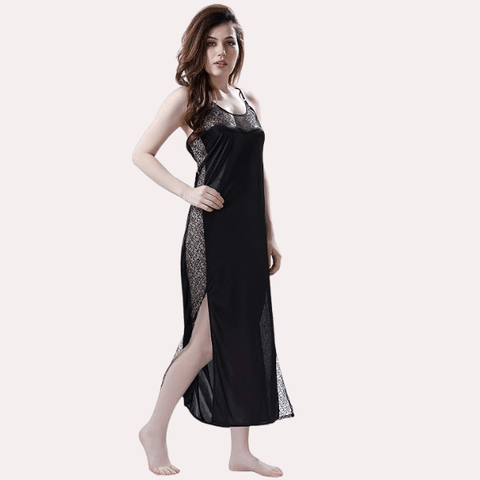 Elegant Lace Seductive Black Nightgown - Purely Femme