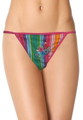 Cool Stripes N Flower Print G-String Thong - Purely Femme