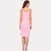 Stylish Knee-Length Pink Satin Nighty - Purely Femme