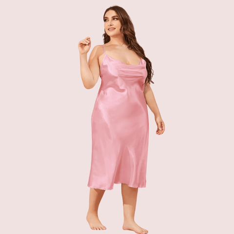 Solid Satin Slip Dress for 4XL 5XL Women - Purely Femme