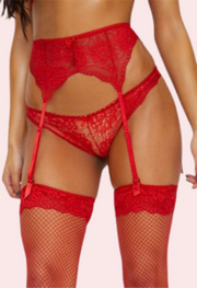 Romantic Red Lace of Elegance Garter Belt