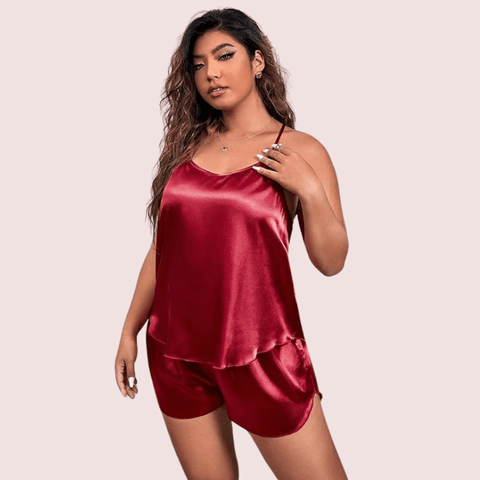 Plus Size Women's Silk Cami and Shorts Set - Purely Femme