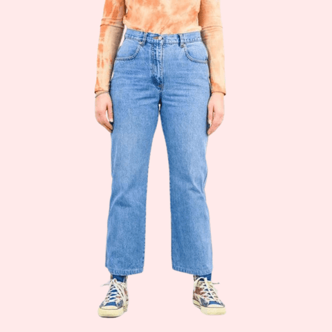 Classic 90s Boyfriend Blue Denim Wide Leg Jeans - Purely Femme